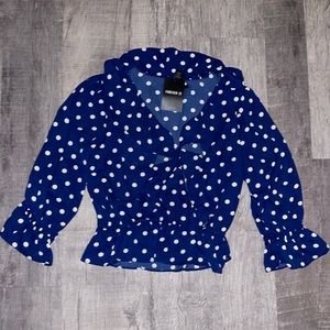 Navy blue polka dot crop top